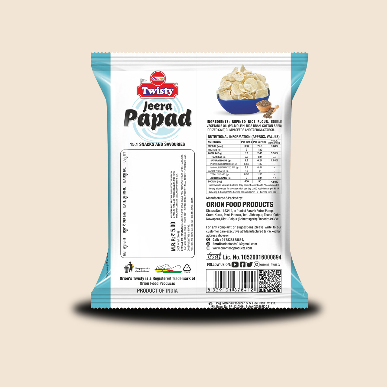Twisty Jeera Papad
